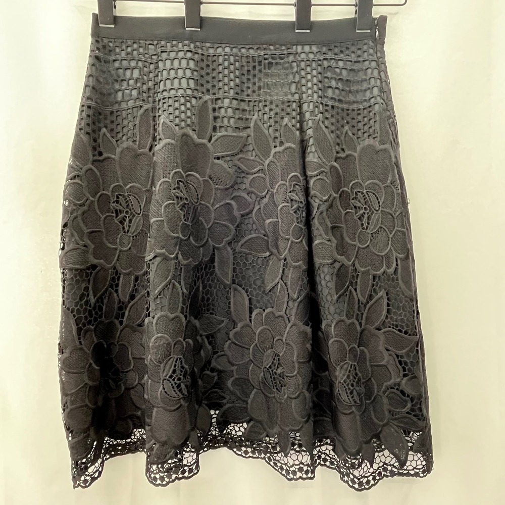 Isaac Mizrahi Black Lace Fairy Whimsy Goth Midi Skirt Women's 10 A-Line Witchy